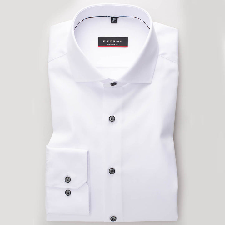 Eterna 8819-00-X17V White Long Sleeve Modern Fit Cover Shirt - Baks Menswear Bournemouth