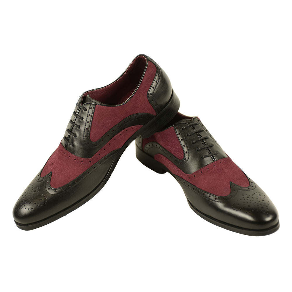 Azor ZM3748 Miller Black Burgundy Brogue Shoes - Baks Menswear Bournemouth