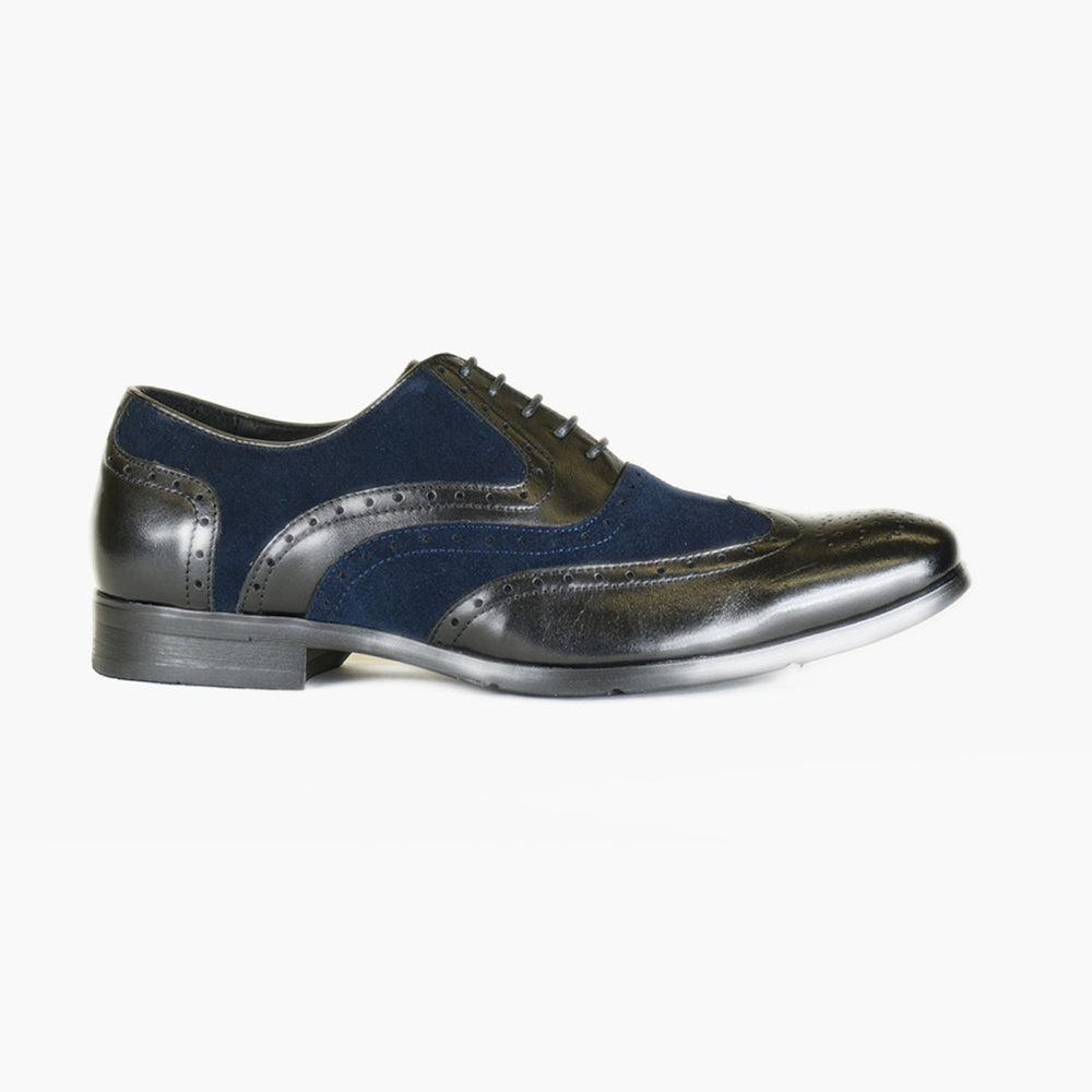 Azor ZM3756 Miller Black Blue Brogue Shoes - Baks Menswear Bournemouth