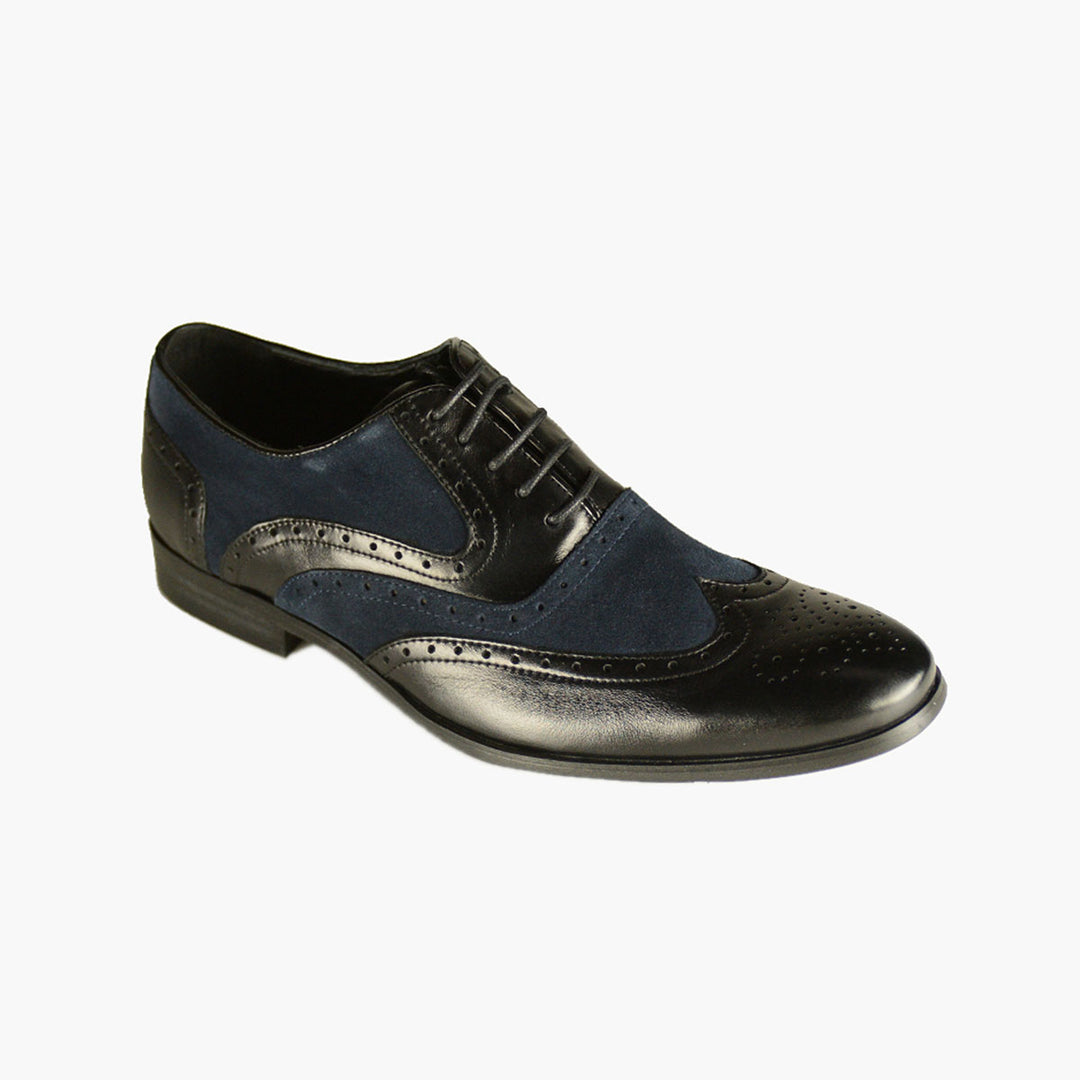 Azor ZM3756 Miller Black Blue Brogue Shoes - Baks Menswear Bournemouth