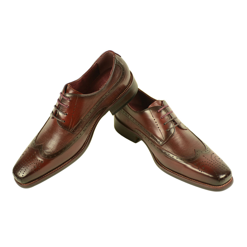Azor ZM3810 Romano Burgundy Red Brogue Shoes - Baks Menswear Bournemouth
