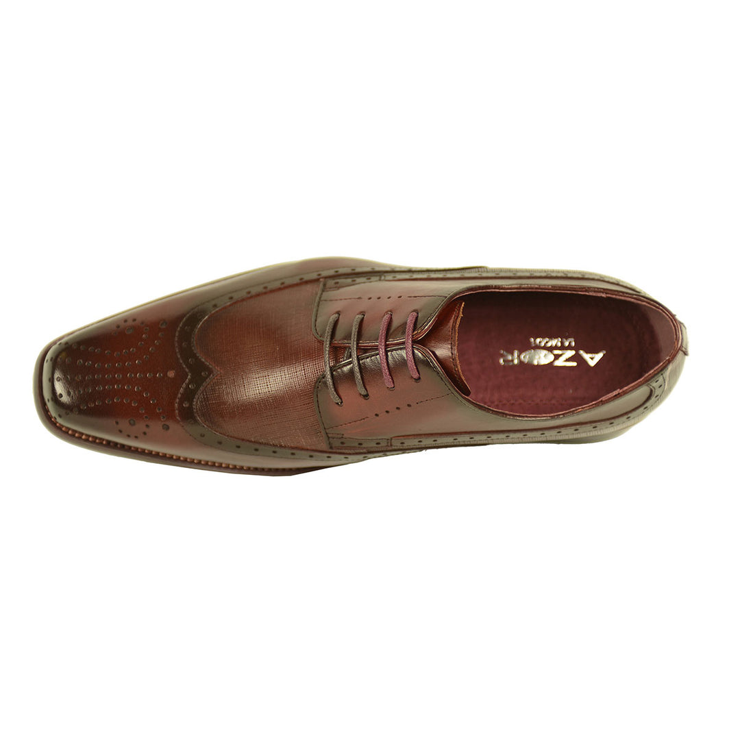 Azor ZM3810 Romano Burgundy Red Brogue Shoes - Baks Menswear Bournemouth