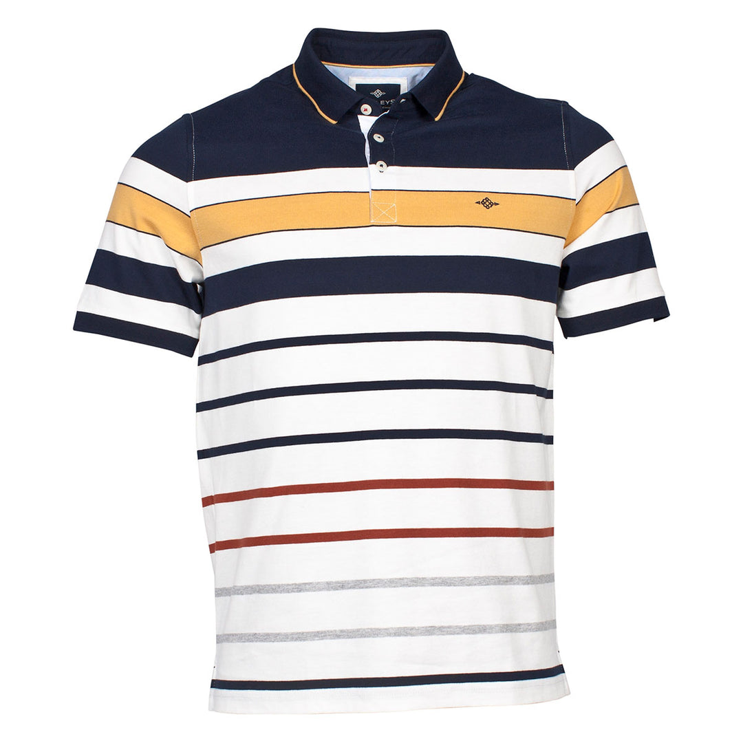 Baileys 105250-3 Navy Yellow Striped Polo Shirt - Baks Menswear Bournemouth