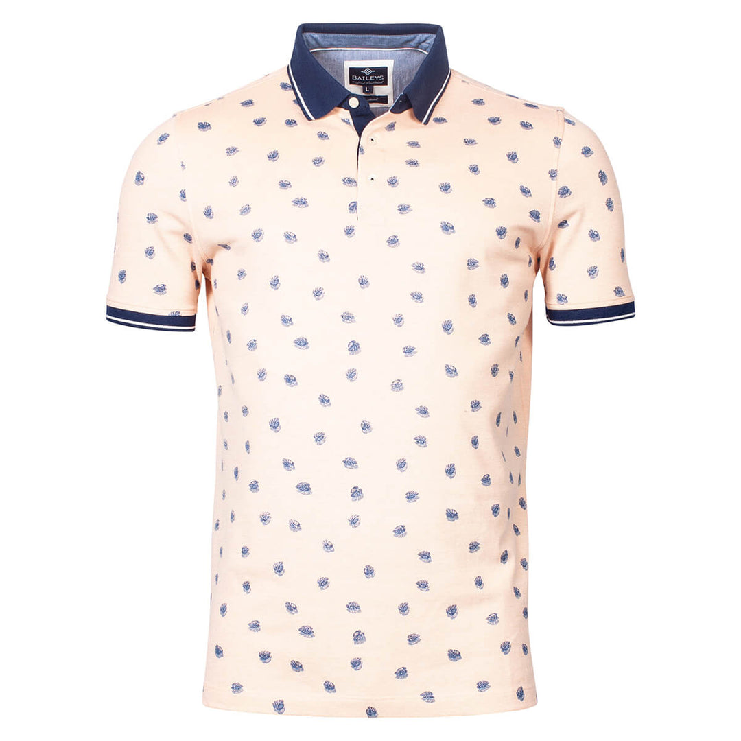 Baileys 115257 Coral Leaf Print Polo Shirt - Baks Menswear