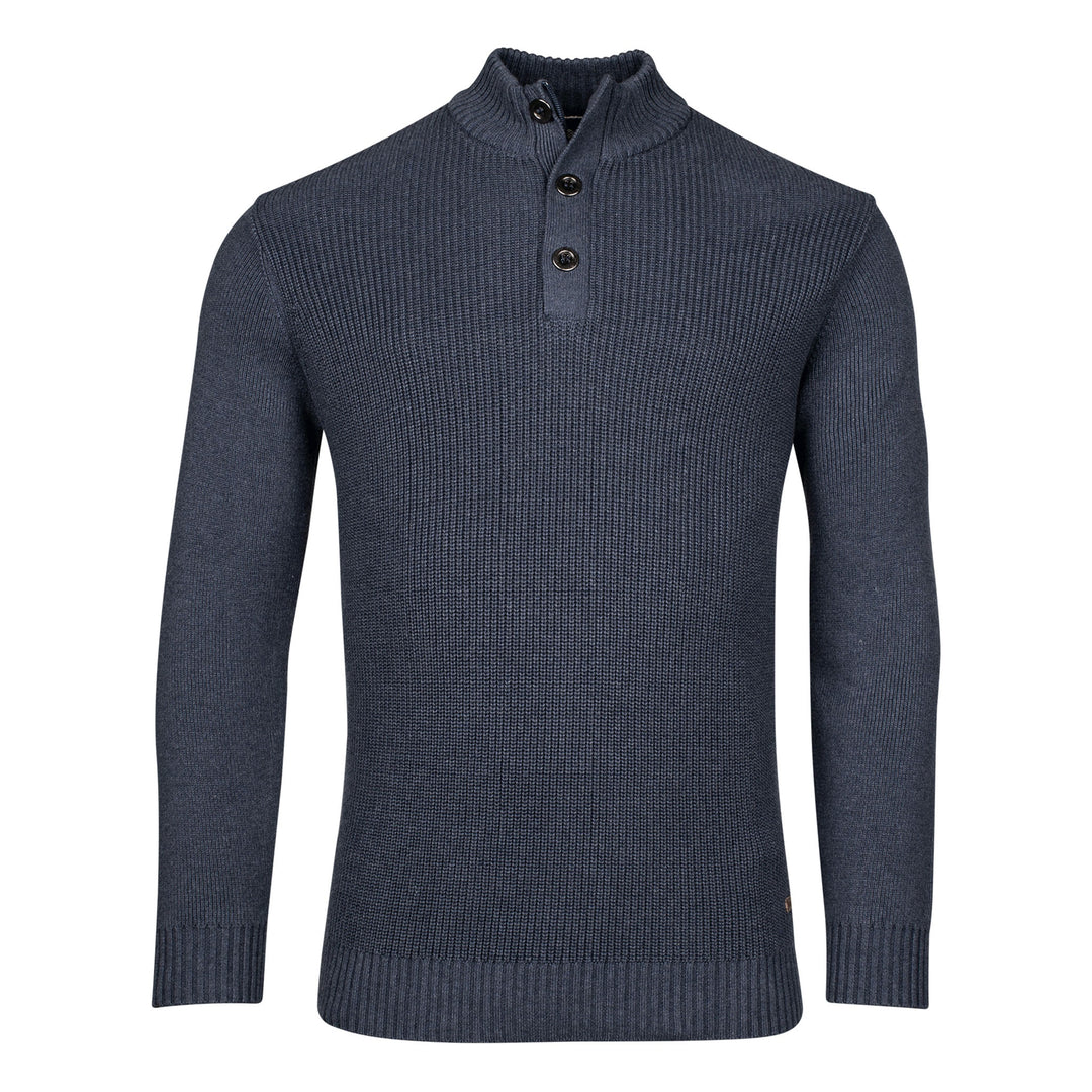 Baileys Jumper Deep Denim Blue Half Button Neck 428436-675 - Baks Menswear Bournemouth