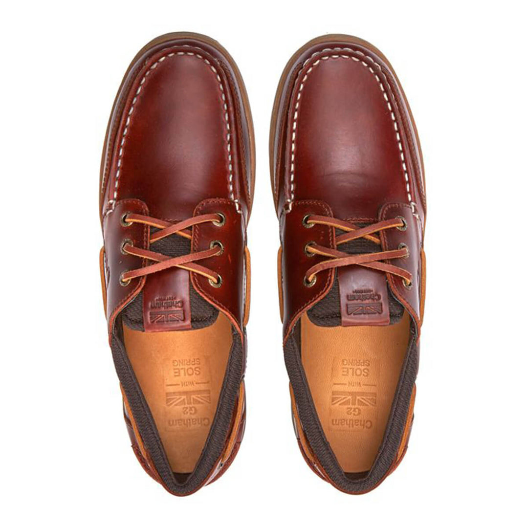 Chatham Buton G2 Red Brown Gum Premium Leather Deck Shoes - Baks Menswear