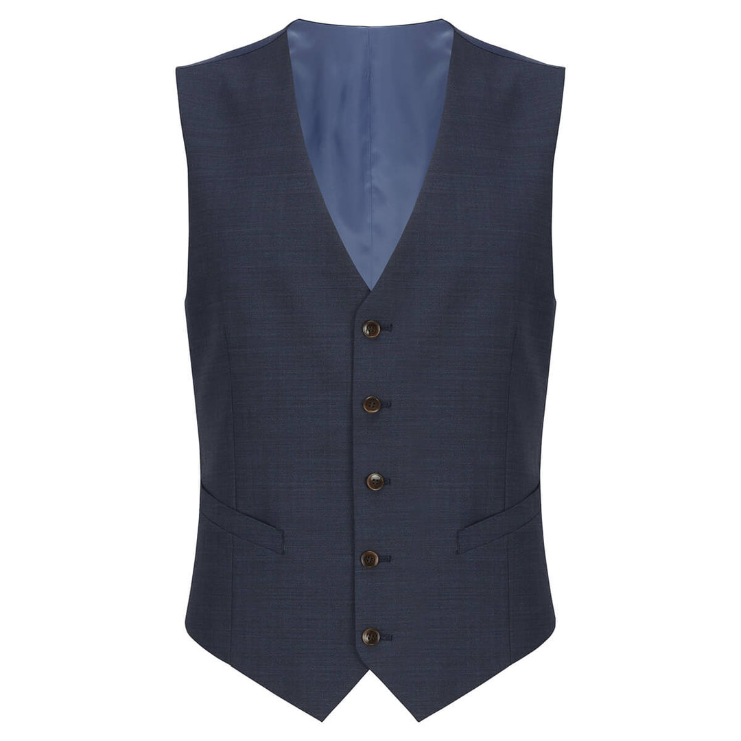 Daniel Graham Damon 51131-27 Blue Tapered Fit Wool-Blend Waistcoat - Baks Menswear