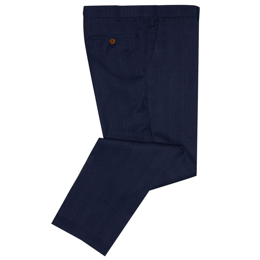 Daniel Grahame Damon 33061-26 Blue Check Tapered Suit Trousers - Baks Menswear