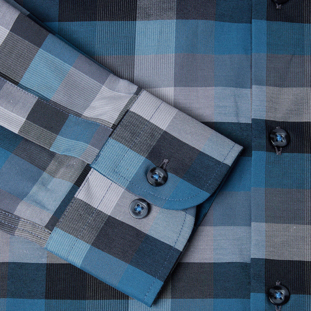 DG's Drifter 1-14491-26 Geneva Blue Long Sleeve Checked Shirt - Baks Menswear Bournemouth