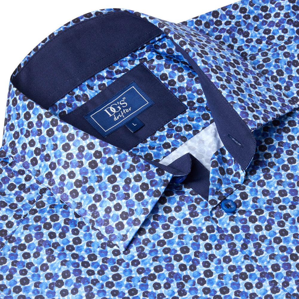 DG's Drifter 1-14497-24 Geneva Blue Abstarct Print Long Sleeve Shirt - Baks Menswear Bournemouth