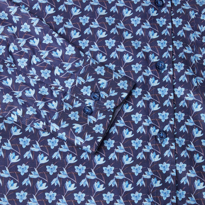 DG's Drifter 1-14588-78 Geneva Navy Floral Print Long Sleeve Shirt - Baks Menswear Bournemouth
