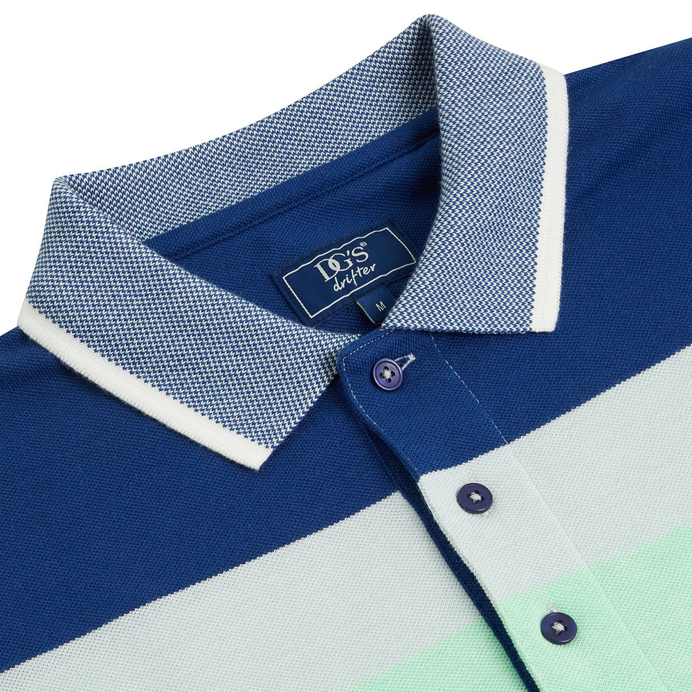 DG's Drifter 113 55123 Sky Blue Contrast Polo Shirt - Baks Menswear Bournemouth