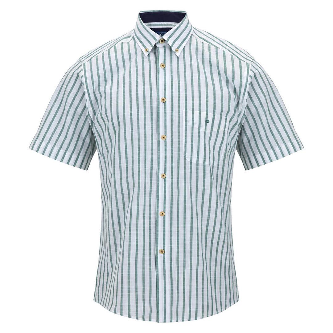 DG's Drifter 121-14503SS-13 Green Stripe Short Sleeve Shirt - Baks Menswear Bournemouth
