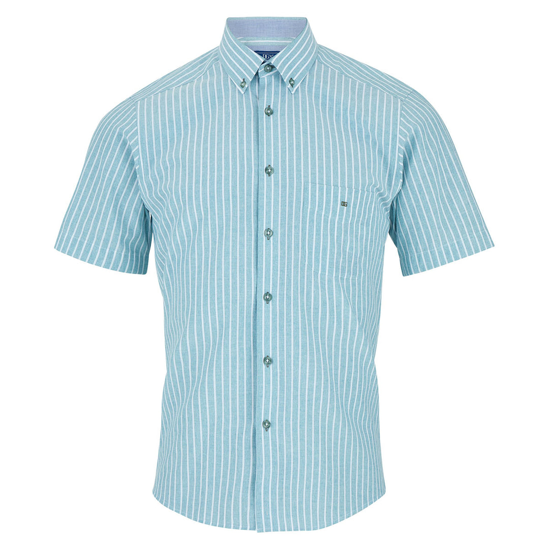 DG's Drifter 131-14437SS-22 Ivano Green Stripe Short Sleeve Mens Shirt - Baks Menswear Bournemouth