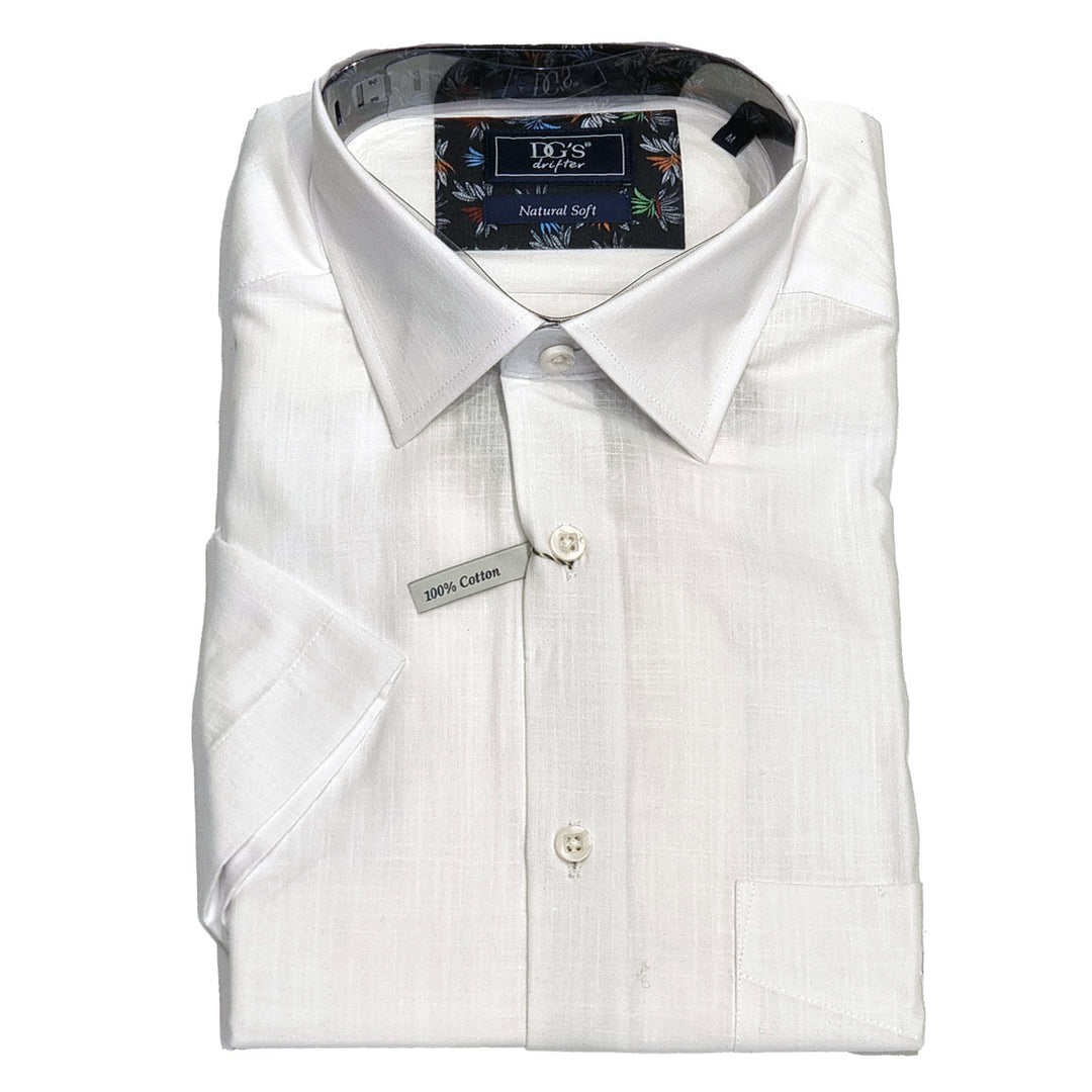 DG's Drifter 141-14711SS 01 White Geneva Short Sleeve Casual Shirt - Baks Menswear Bournemouth