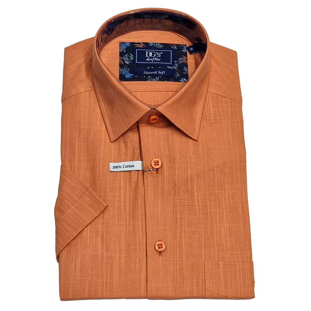 DG's Drifter 141-14711SS 57 Orange Geneva Short Sleeve Casual Shirt - Baks Menswear Bournemouth