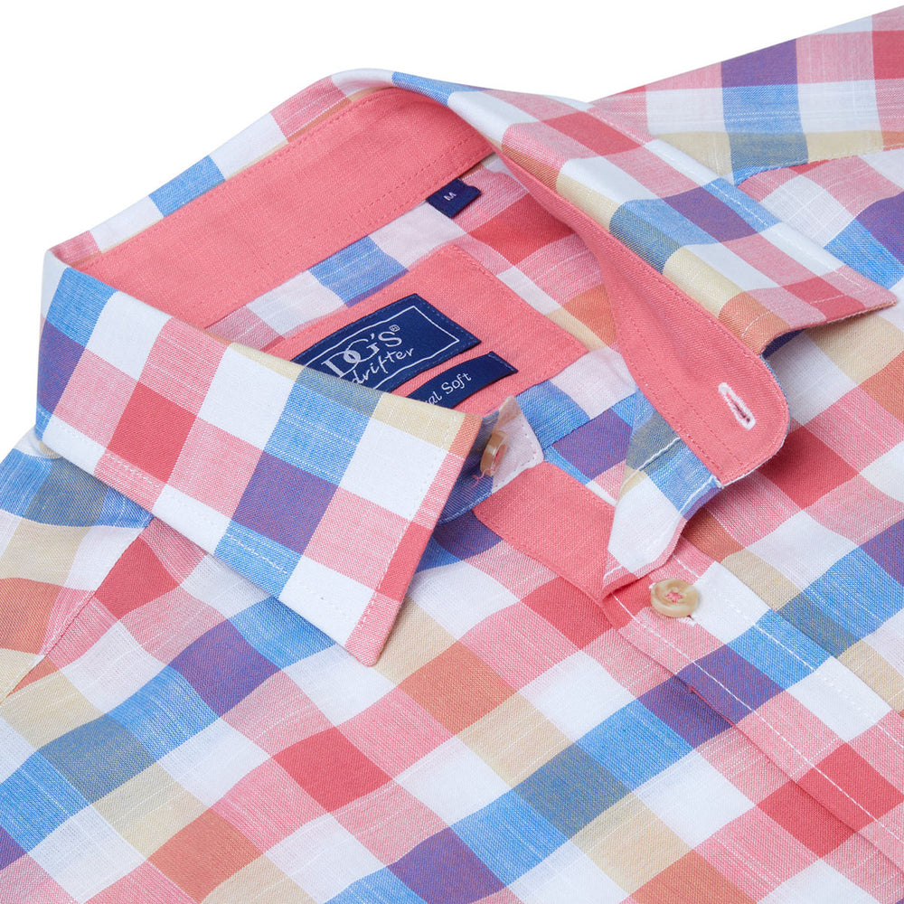 DG's Drifter 141-14725SS 62 Geneva Pink Check Short Sleeve Shirt - Baks Menswear Bournemouth