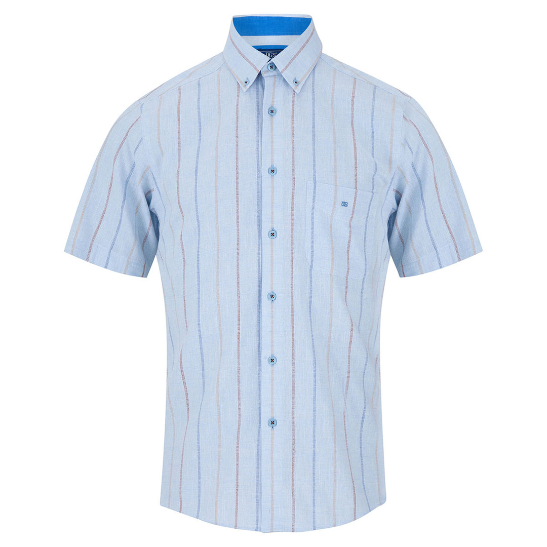 DG's Drifter 14546SS-22 Ivano Blue Striped Short Sleeve Mens Shirt - Baks Menswear Bournemouth