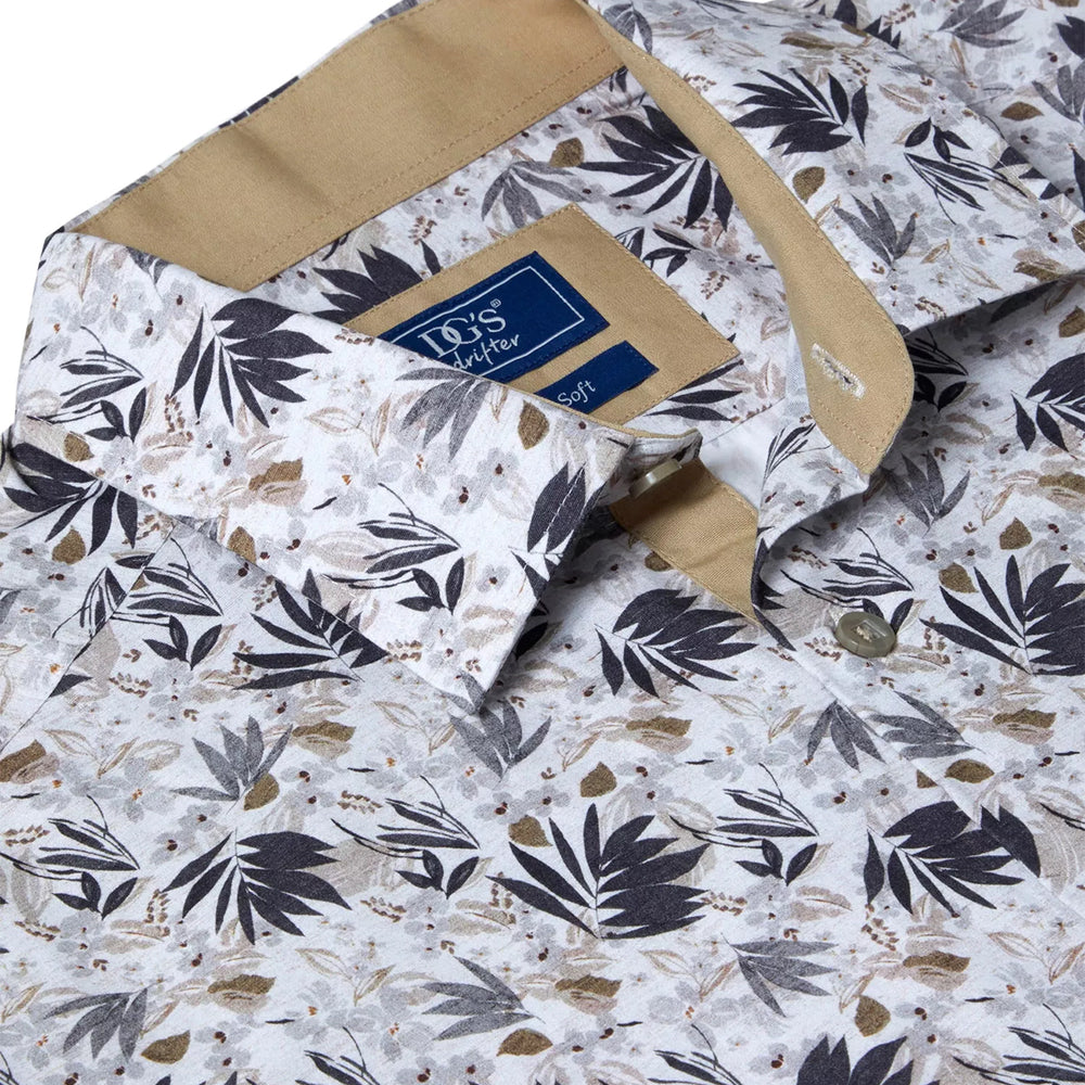 DG's Drifter 14778 94 Giovanni Beige Fern Print Short Sleeve Shirt - Baks Menswear Bournemouth