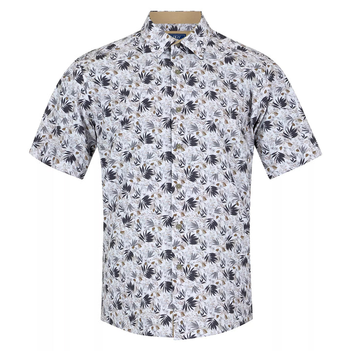 DG's Drifter 14778 94 Giovanni Beige Fern Print Short Sleeve Shirt - Baks Menswear Bournemouth