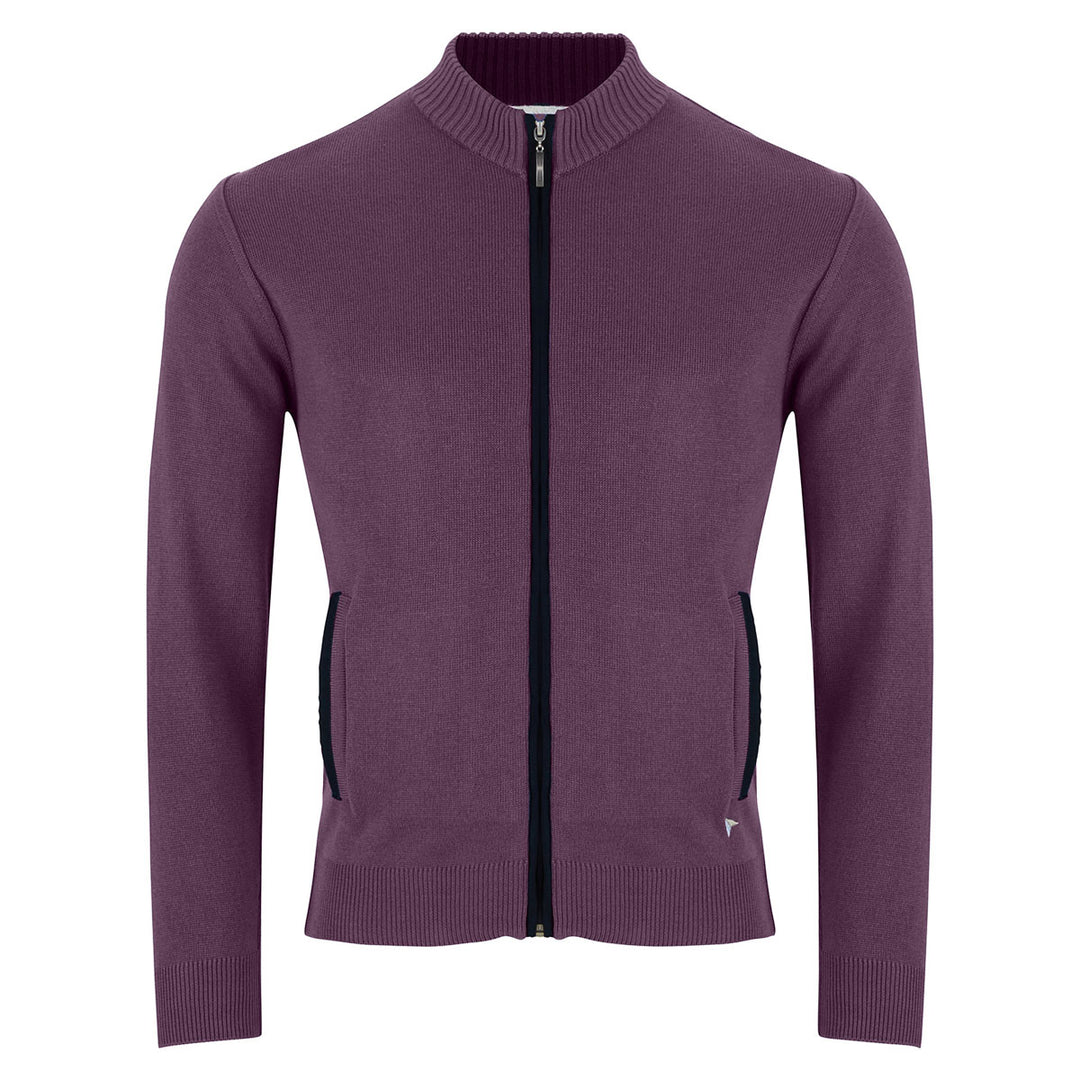 DG'S Drifter 3-55323-77 Dark Purple Long Sleeve Zip Front Cardigan - Baks Menswear Bournemouth