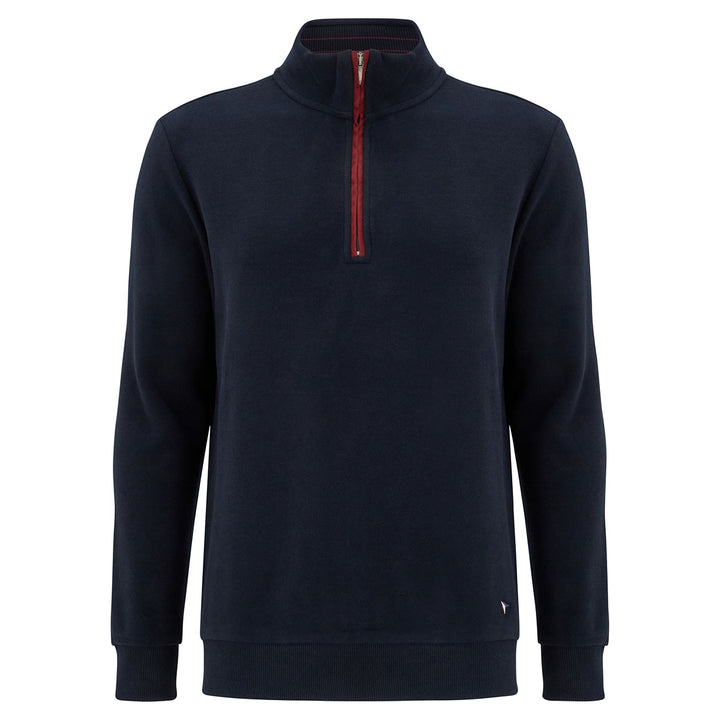 DG's Drifter 503-55112-79 Navy Red Zip Neck Sweatshirt - Baks Menswear Bournemouth