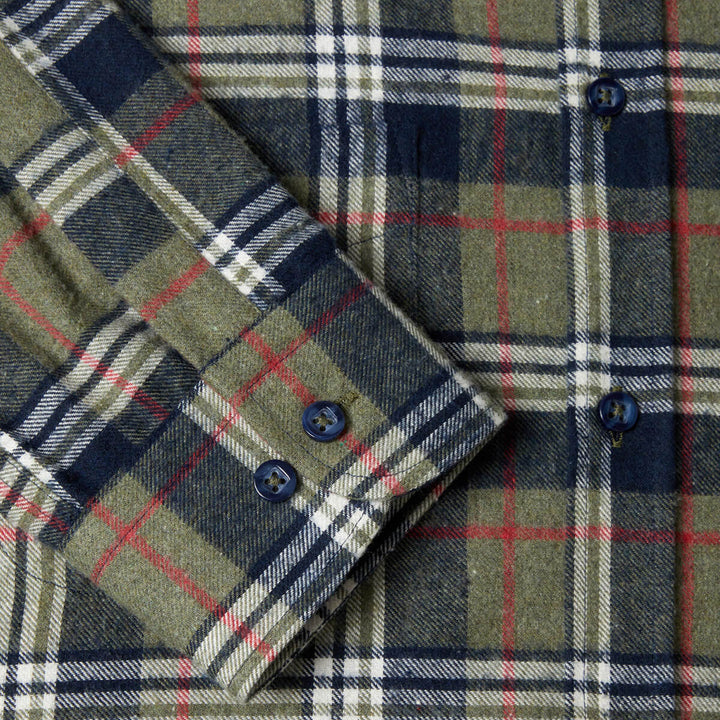 DG's Drifter 531-14494-35 Giovanni Olive Green Long Sleeve Flannel Shirt - Baks Menswear Bournemouth