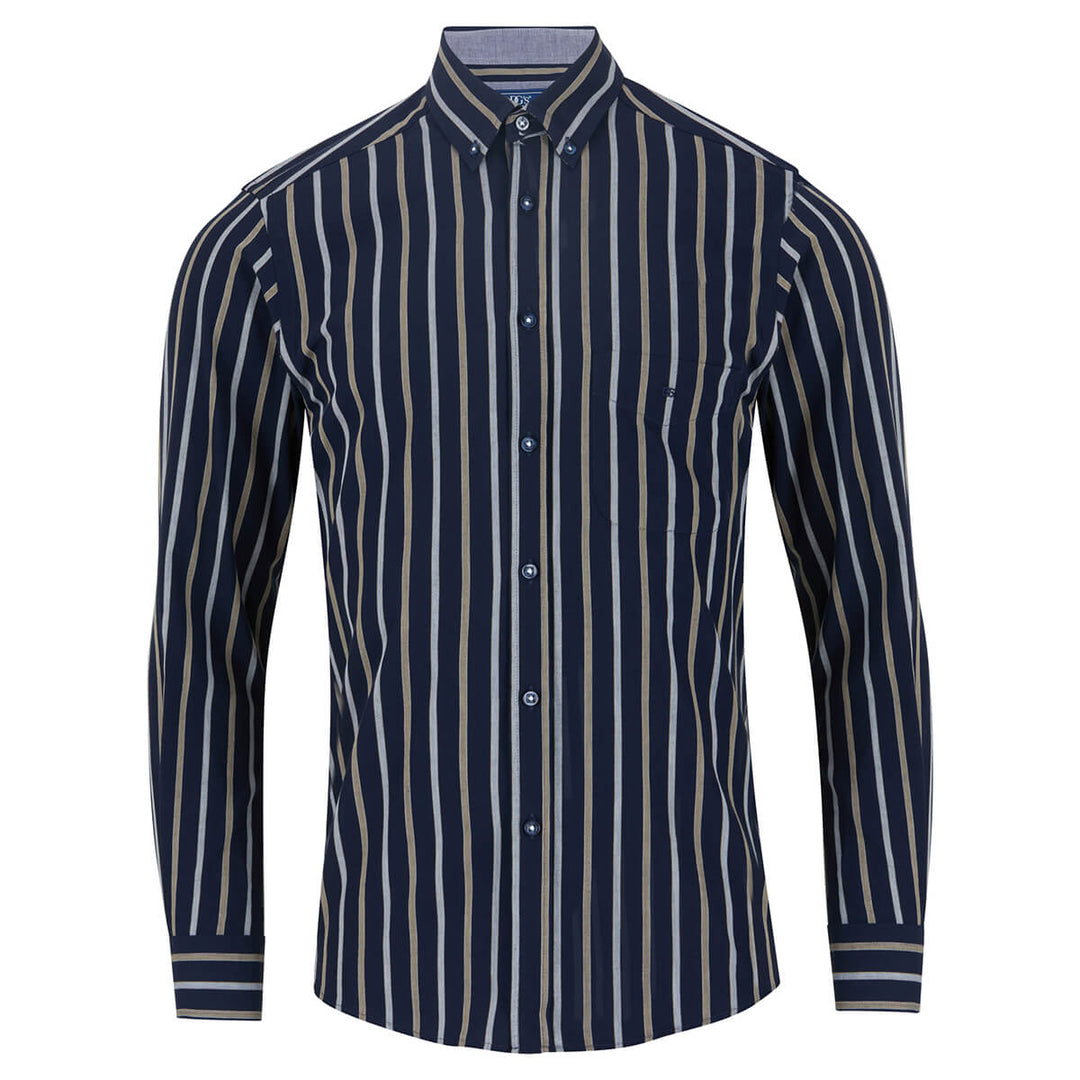 DG's Drifter 531-14572-78 Ivano Navy Stripe Long Sleeve Shirt - Baks Menswear Bournemouth