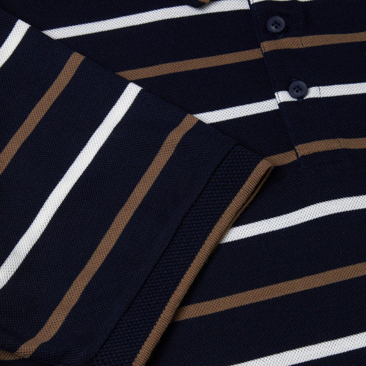 DG's Drifter 55195 78 Navy Striped Short Sleeve Polo Shirt - Baks Menswear Bournemouth