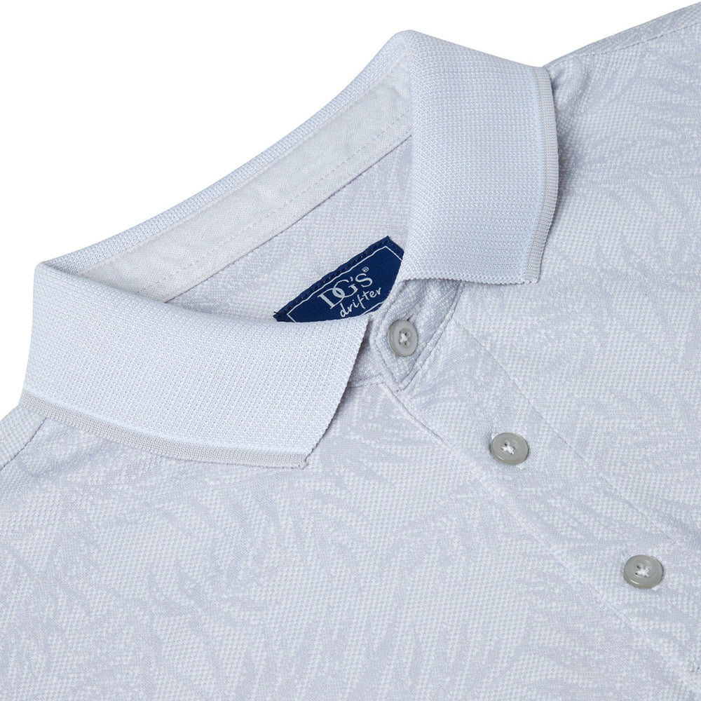 DG's Drifter 55198 02 Light Grey Leaf Pattern Short Sleeve Polo Shirt - Baks Menswear Bournemouth