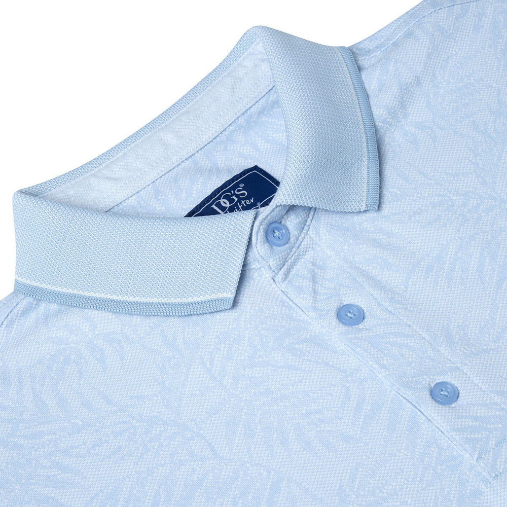 DG's Drifter 55198 21 Light Blue Leaf Pattern Short Sleeve Polo Shirt - Baks Menswear Bournemouth