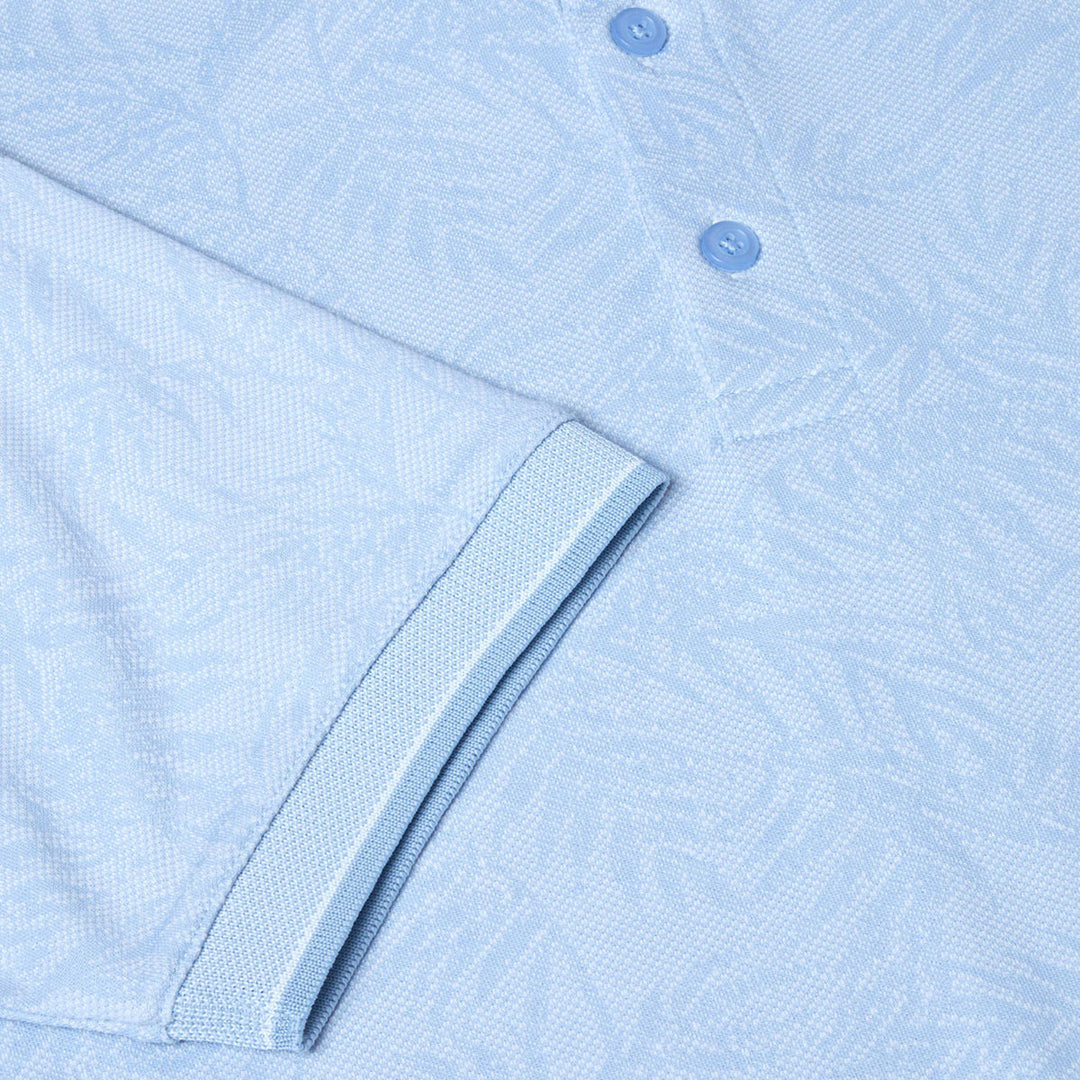 DG's Drifter 55198 21 Light Blue Leaf Pattern Short Sleeve Polo Shirt - Baks Menswear Bournemouth