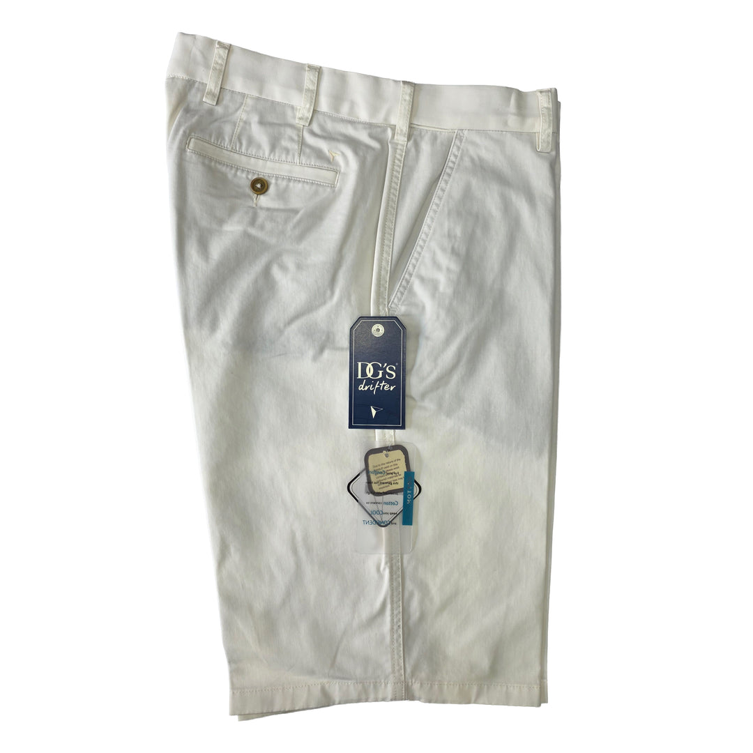 White shorts with a tag on a white background