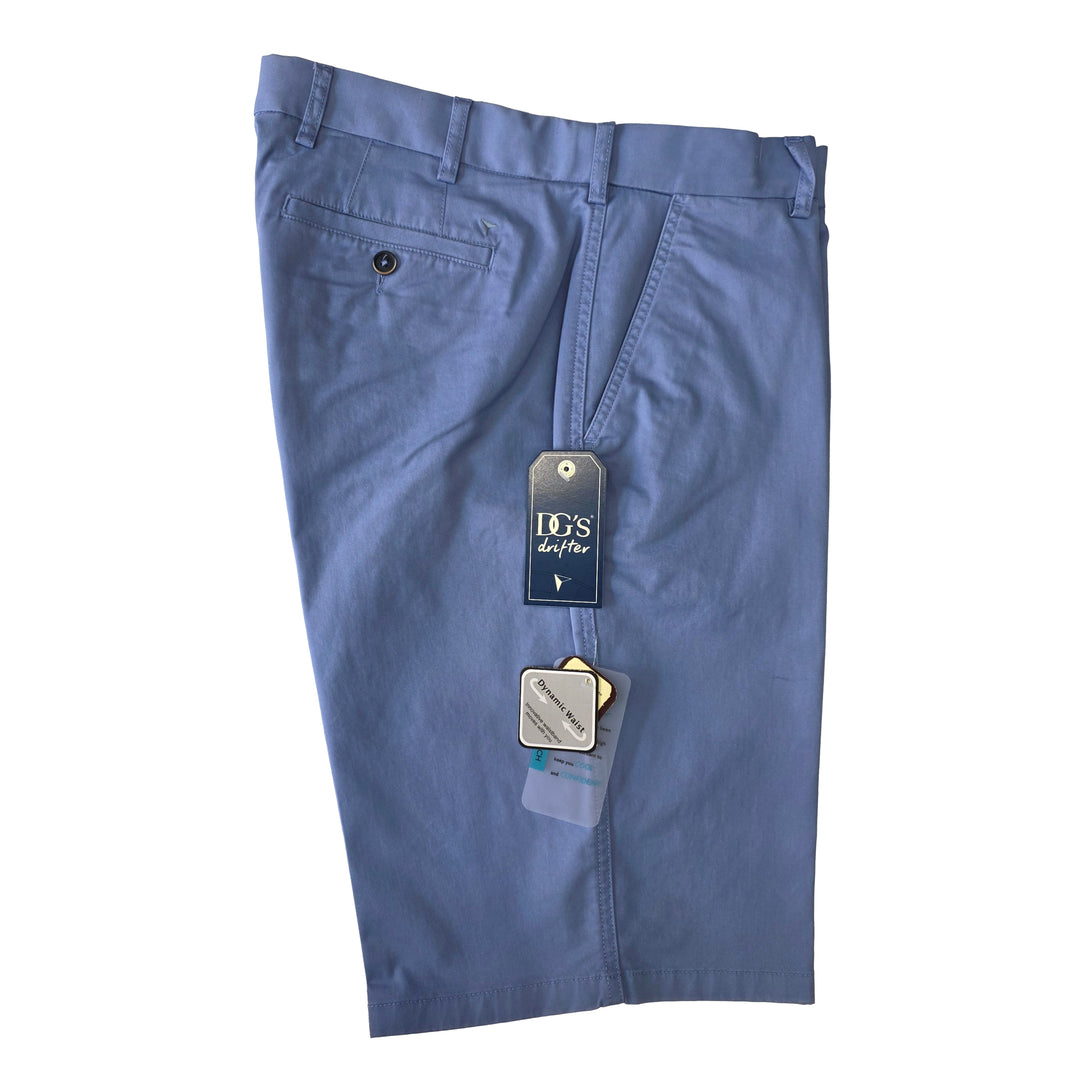 Blue pants with a tag on a white background