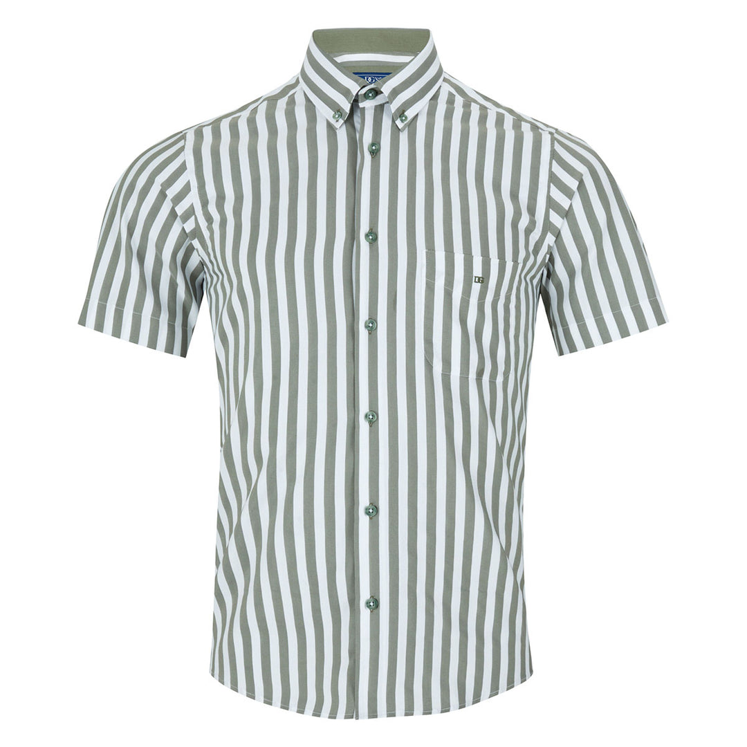 DG's Drifter Geneva 141-14620SS 13 Green White Short Sleeve Shirt - Baks Menswear Bournemouth
