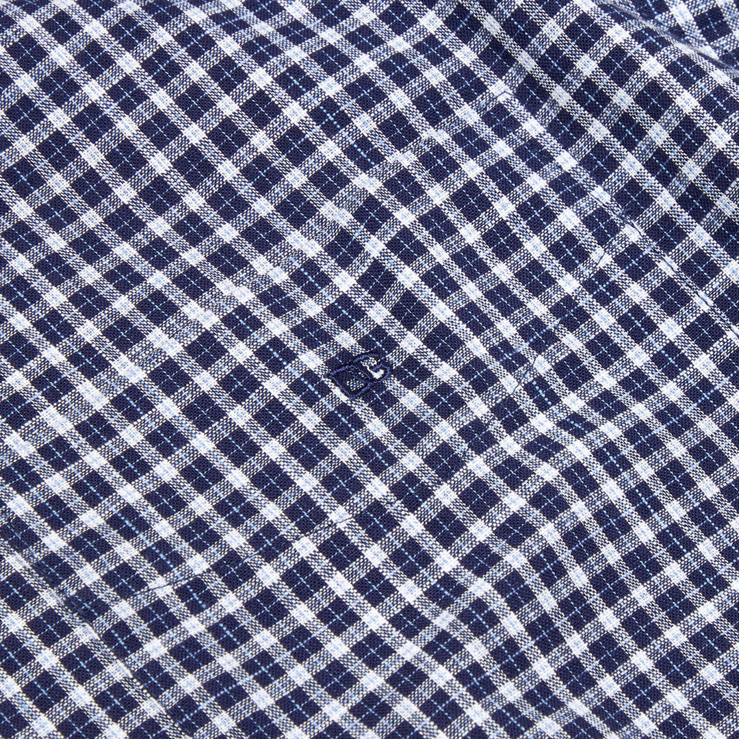 DG's Drifter Geneva 141-14712SS 28 Dark Blue Check Short Sleeve Shirt - Baks Menswear Bournemouth