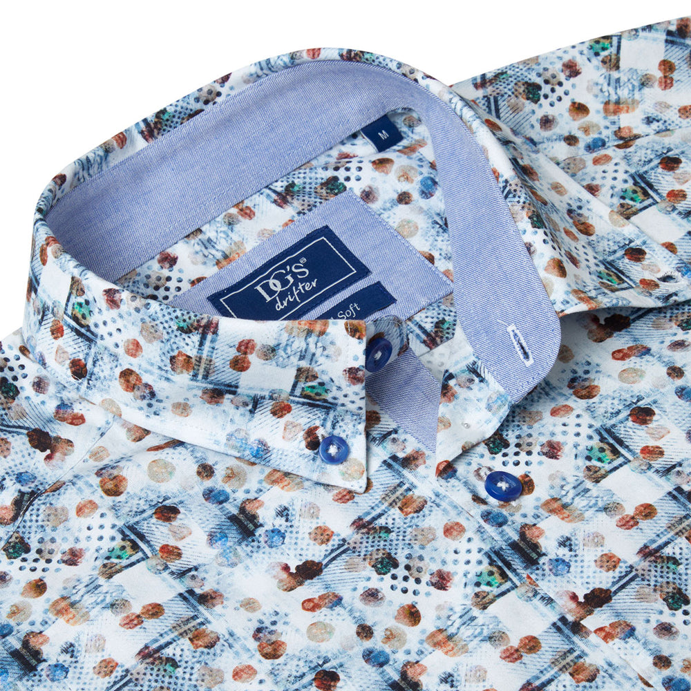 DG's Drifter Geneva 141-14737SS 26 Blue Print Short Sleeve Shirt - Baks Menswear Bournemouth