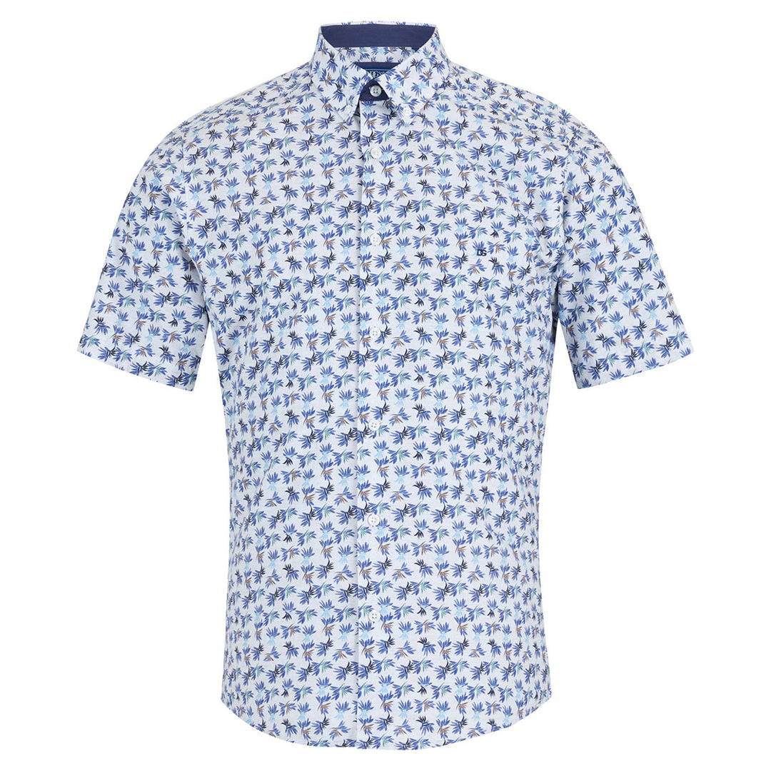 DG's Drifter Geneva 14739SS 18 Navy Leaf Print Short Sleeve Shirt - Baks Menswear Bournemouth