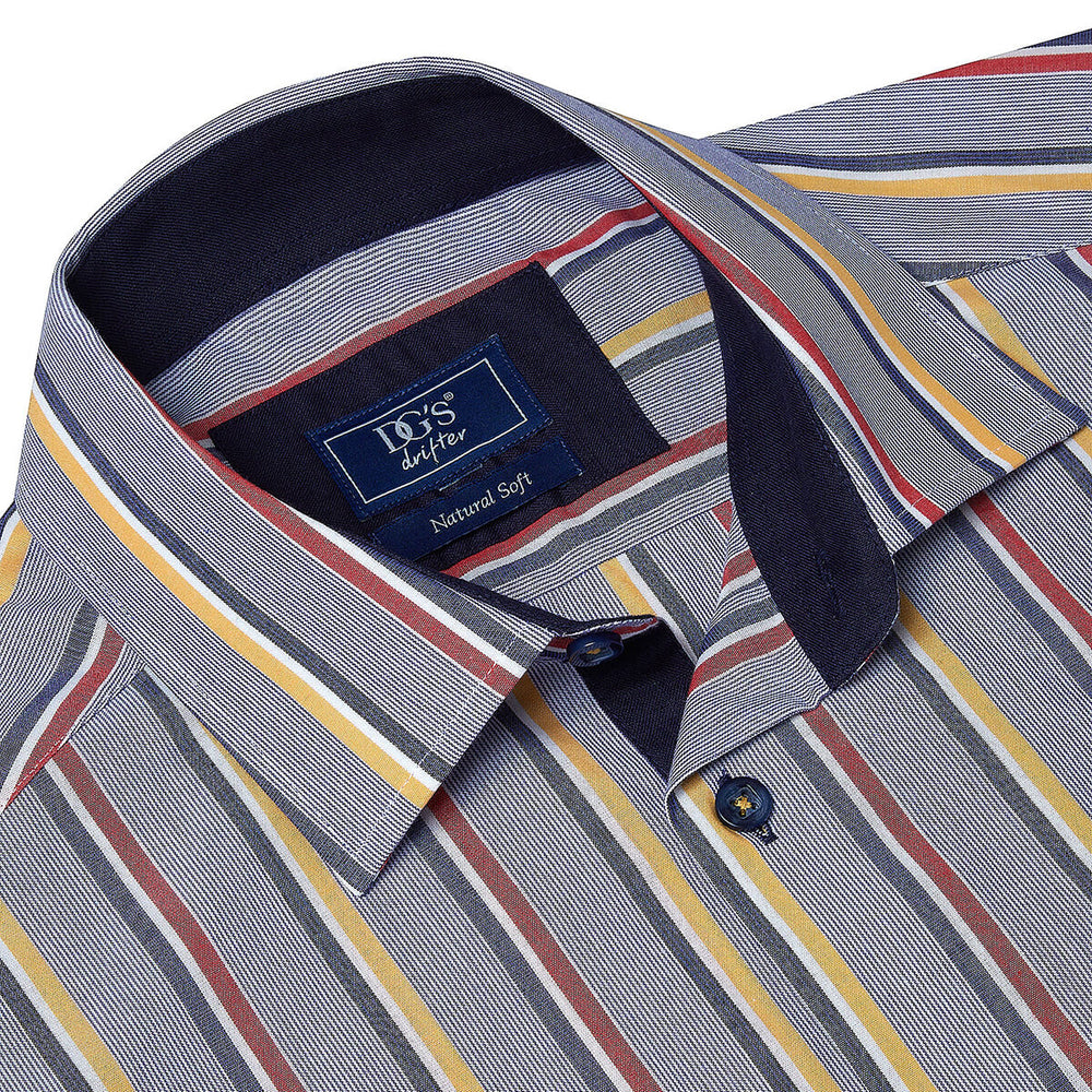 DG's Drifter Giovanni 121-14507SS-27 Blue Stripe Short Sleeve Shirt - Baks Menswear Bournemouth