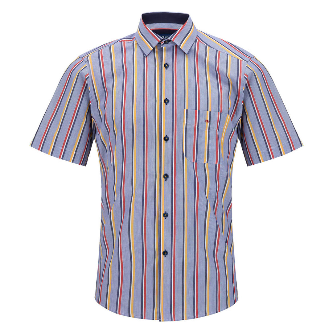 DG's Drifter Giovanni 121-14507SS-27 Blue Stripe Short Sleeve Shirt - Baks Menswear Bournemouth