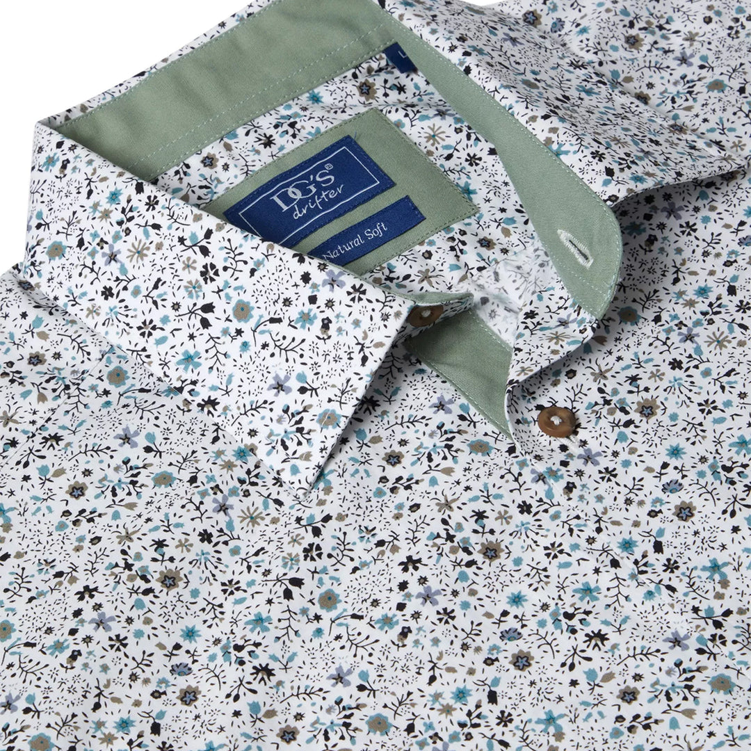 DG's Drifter Giovanni Light Green Print Short Sleeve Casual Shirt 14774SS 32