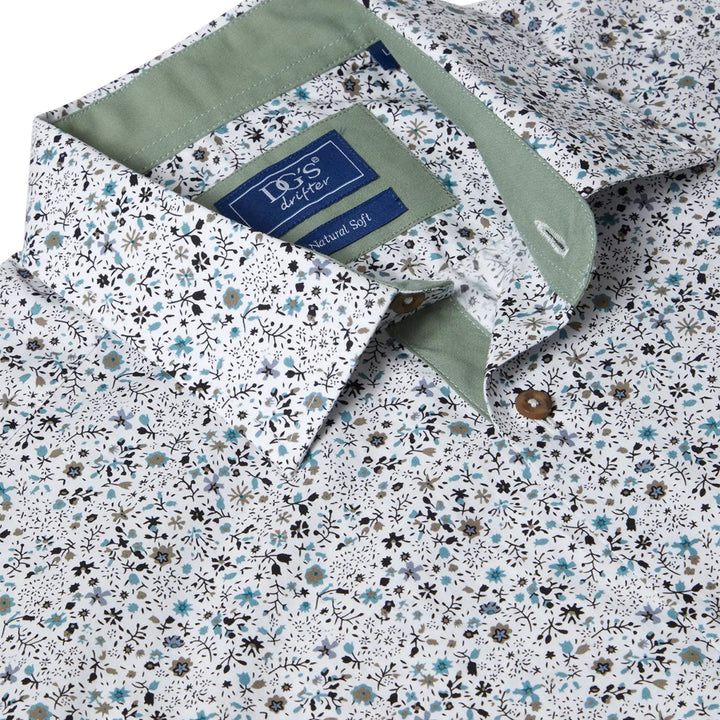 DG's Drifter Giovanni Light Green Print Short Sleeve Casual Shirt 14774SS 32