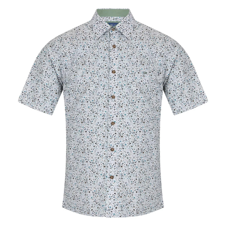 DG's Drifter Giovanni Light Green Print Short Sleeve Casual Shirt 14774SS 32