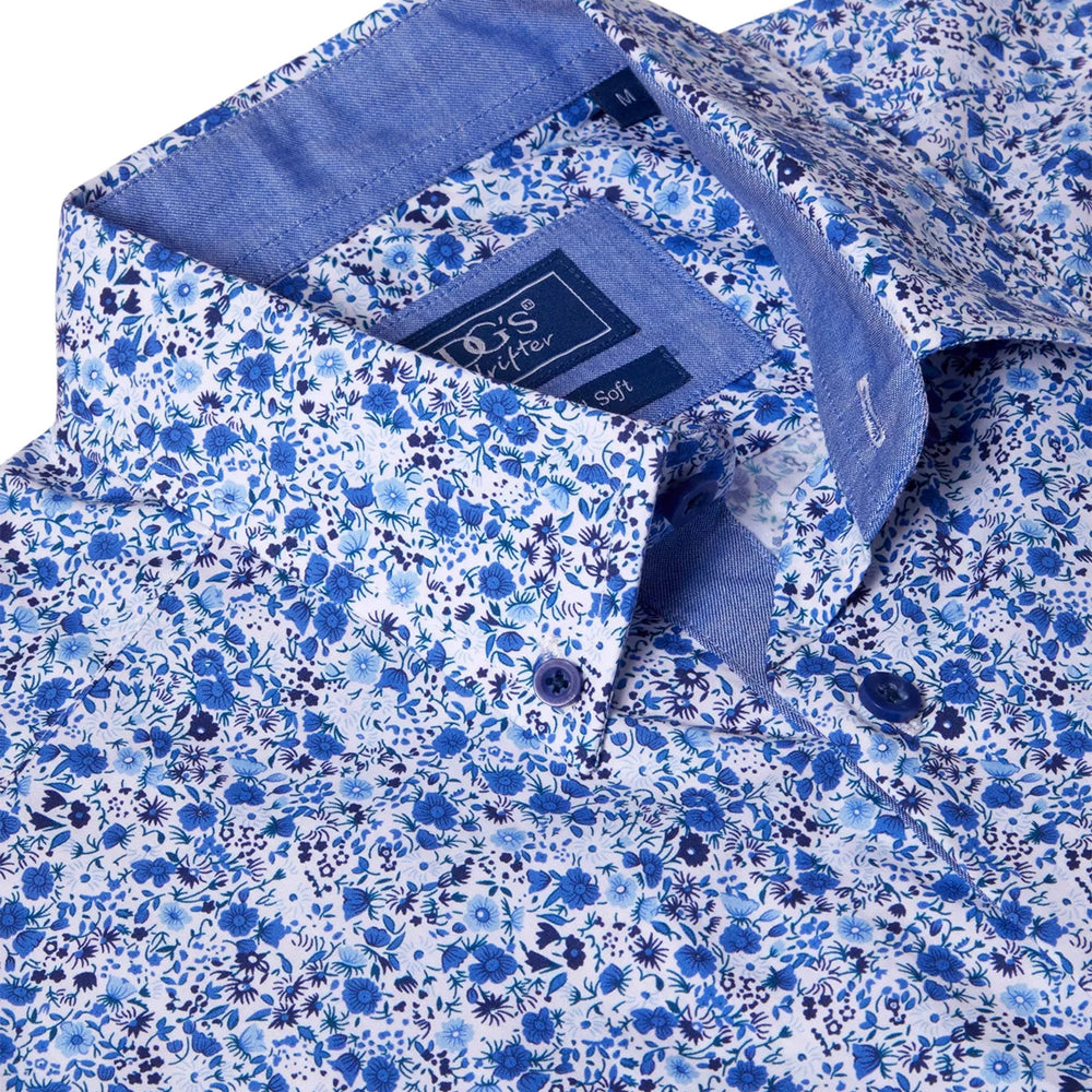DG's Drifter Giovanni Navy Print Short Sleeve Casual Shirt 14780SS 78 - Baks Menswear Bournemouth