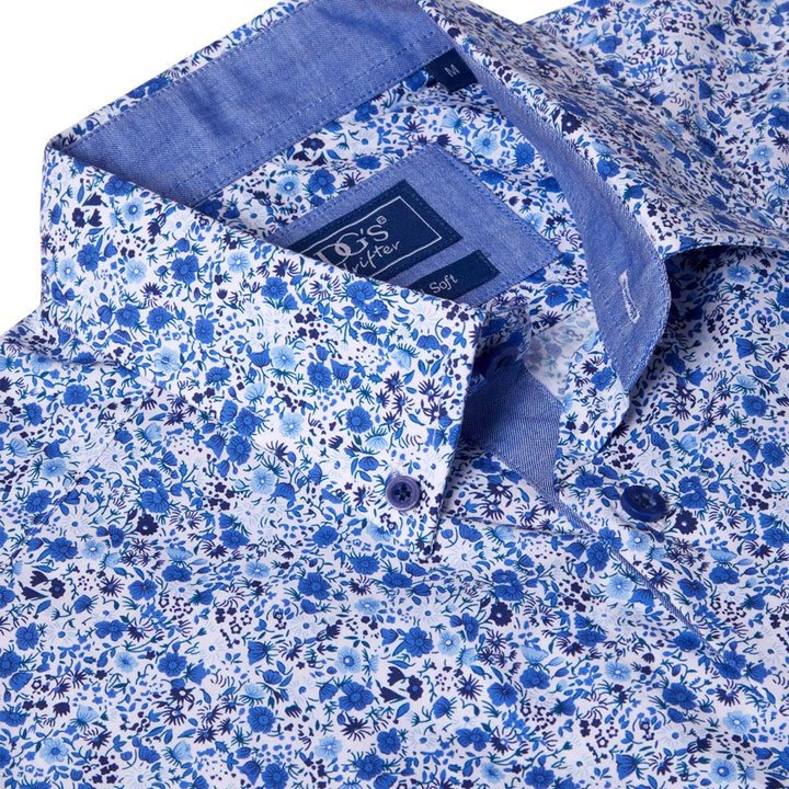DG's Drifter Giovanni Navy Print Short Sleeve Casual Shirt 14780SS 78 - Baks Menswear Bournemouth