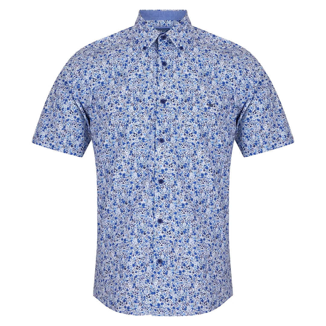 DG's Drifter Giovanni Navy Print Short Sleeve Casual Shirt 14780SS 78 - Baks Menswear Bournemouth