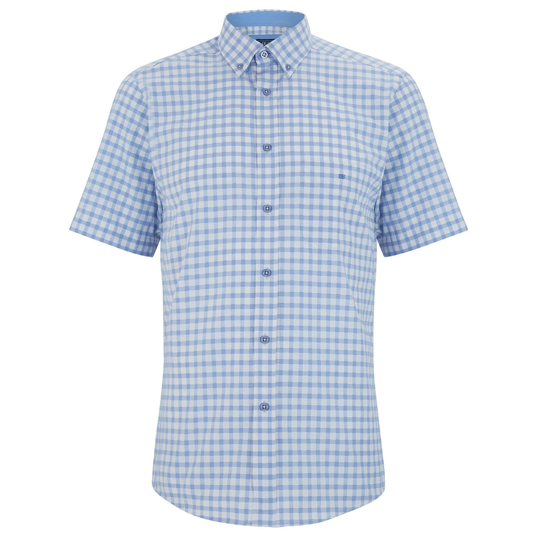 DG's Drifter Ivano 111-14312SS-12 Blue Check Short Sleeve Shirt - Baks Menswear Bournemouth