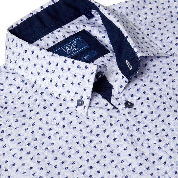DG's Drifter Ivano Blue Print Short Sleeve Casual Shirt 14776SS 25 - Baks Menswear Bournemouth