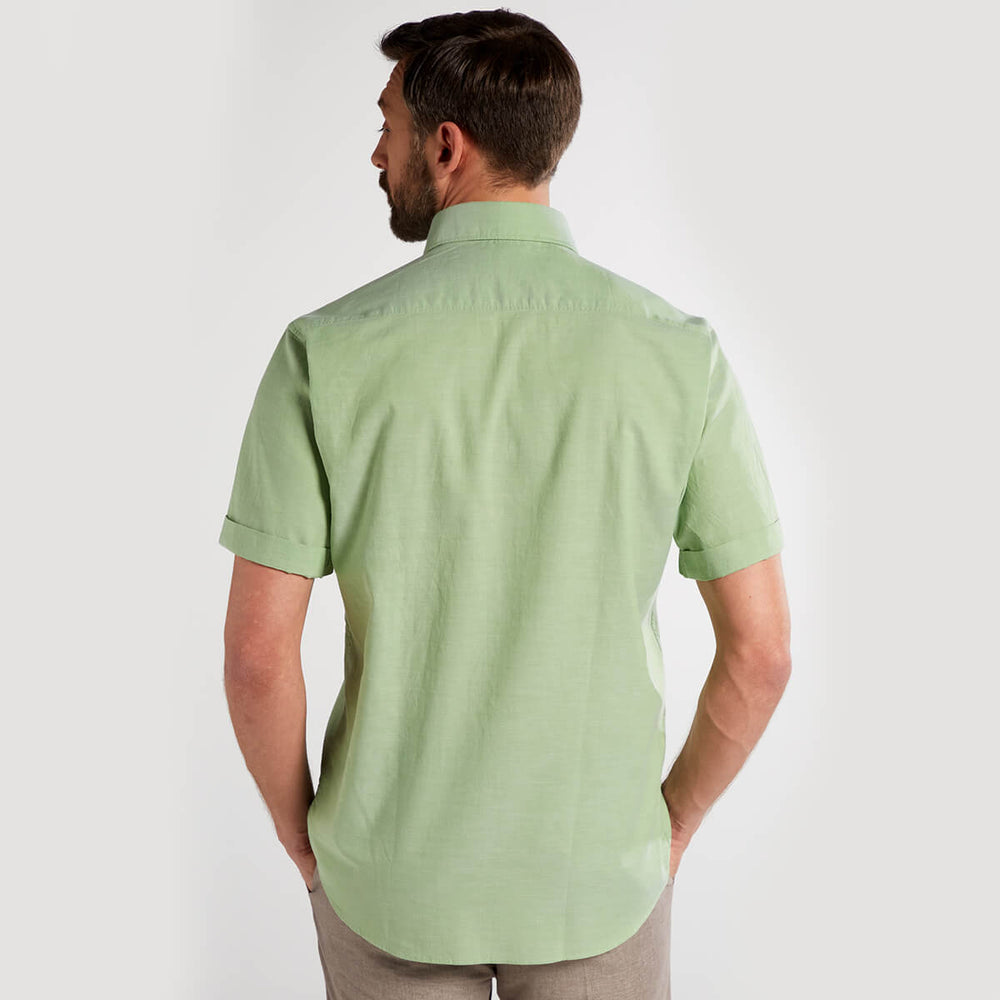 Eterna 1SH02025 3330-45WS74 Green Oxford Short Sleeve Shirt - Baks Menswear