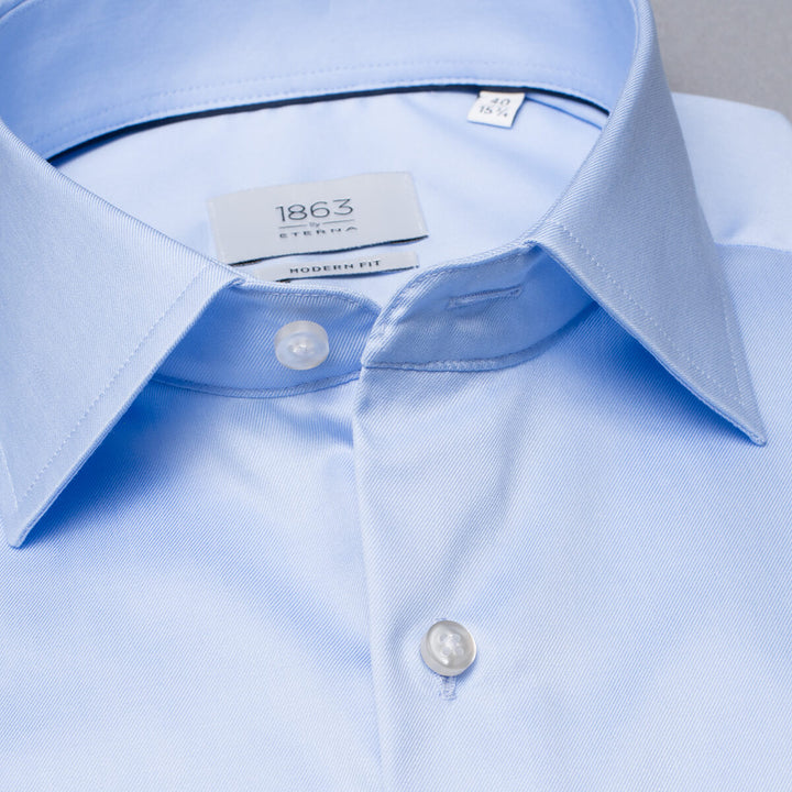 Eterna 1SH04302 8005-10X687 Light Blue Modern Fit Two Ply Mens Long Sleeve Shirt - Baks Menswear Bournemouth
